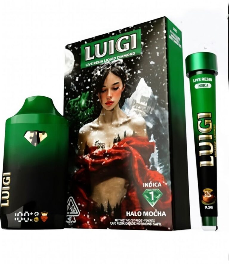Luigi Series 7 Halo Mocha Indica Disposable Vape & Infused Pre-Roll Luigi Series 7 Halo Mocha live resin liquid diamond indica 2G disposable vape with infused pre-roll